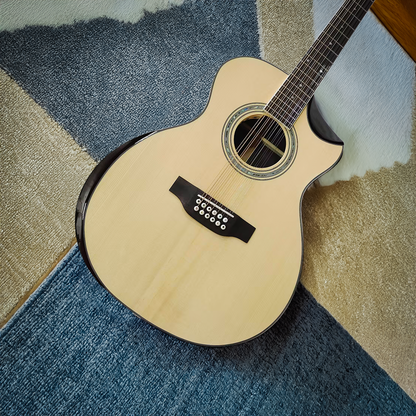 Byron S12 40-Inch Half-Cutaway 12-String Acoustic Electric Guitar