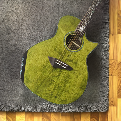 Transparent Green Flame Maple Cutaway Acoustic-Electric Guitar
