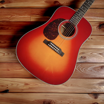 Left-Handed Tobacco Burst Dreadnought Acoustic-Electric Guitar