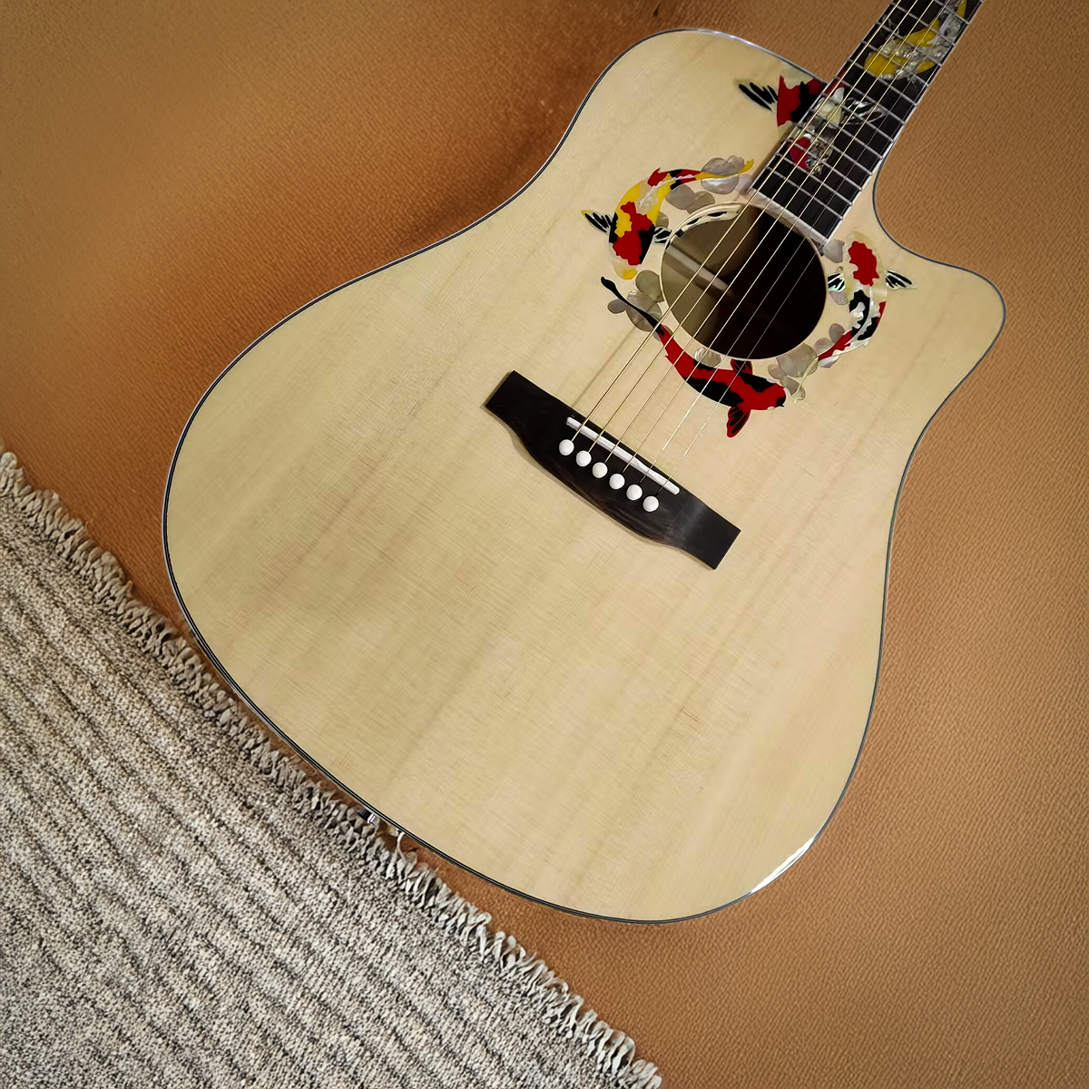 Byron Custom Cutaway Dreadnought Koi Acoustic Electric Guitar