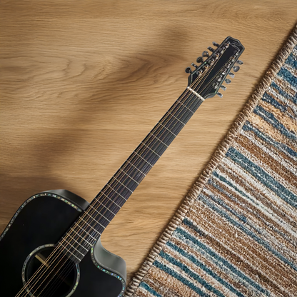 Byron Zen 12-String All Solid Ebony Wood Dreadnought Cutaway Guitar