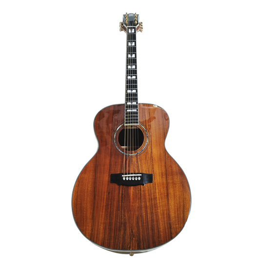 The Nui Loa Koa  All Solid Wood Custom Jumbo Size 43 Inches Guitar Professional Acoustic Electric Guitar with case