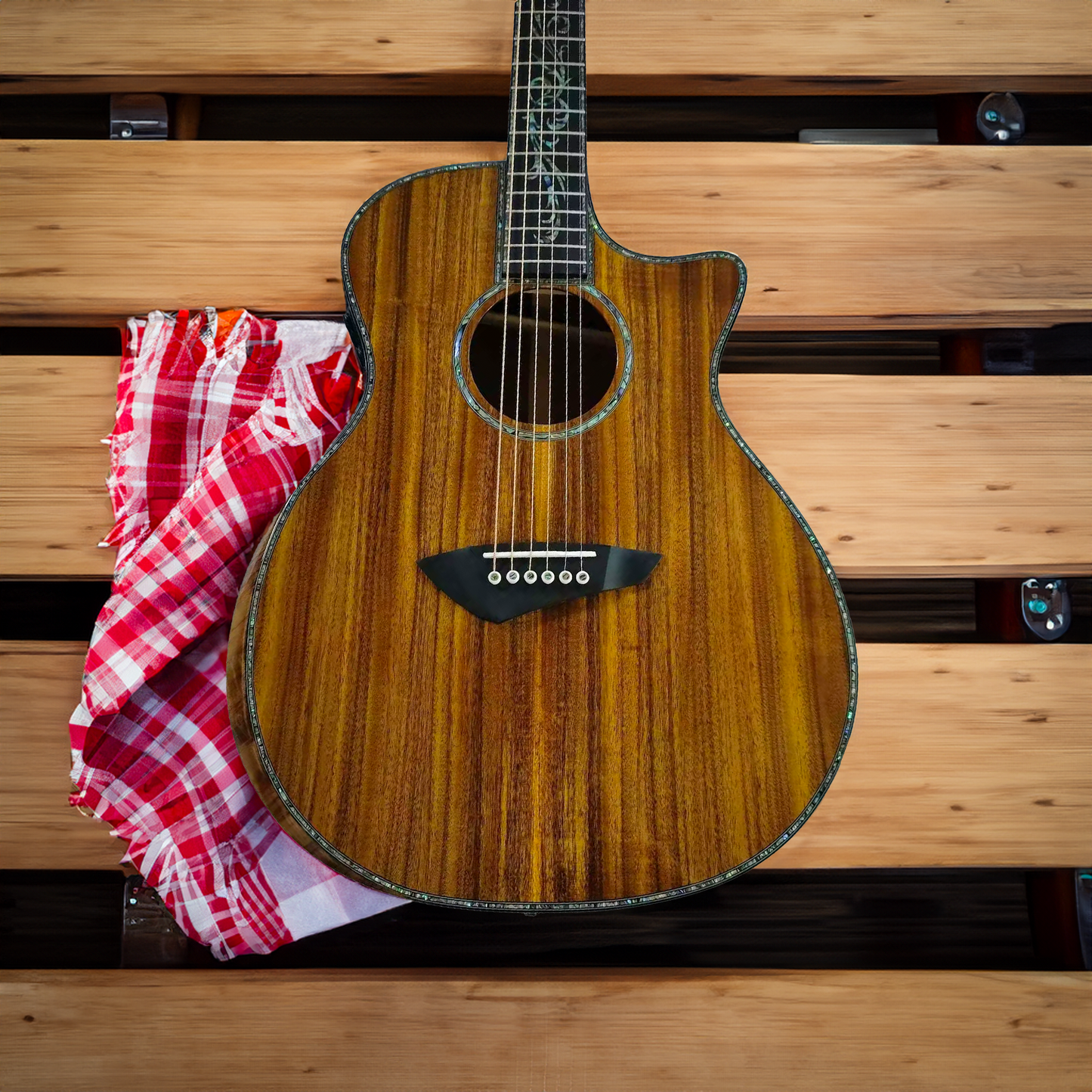 Byron Custom Shop #10 Premium Thin-Body Koa Acoustic Electric Guitar