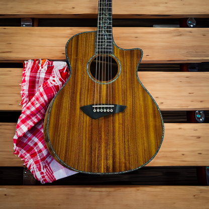 Byron Custom Shop #10 Premium Thin-Body Koa Acoustic Electric Guitar