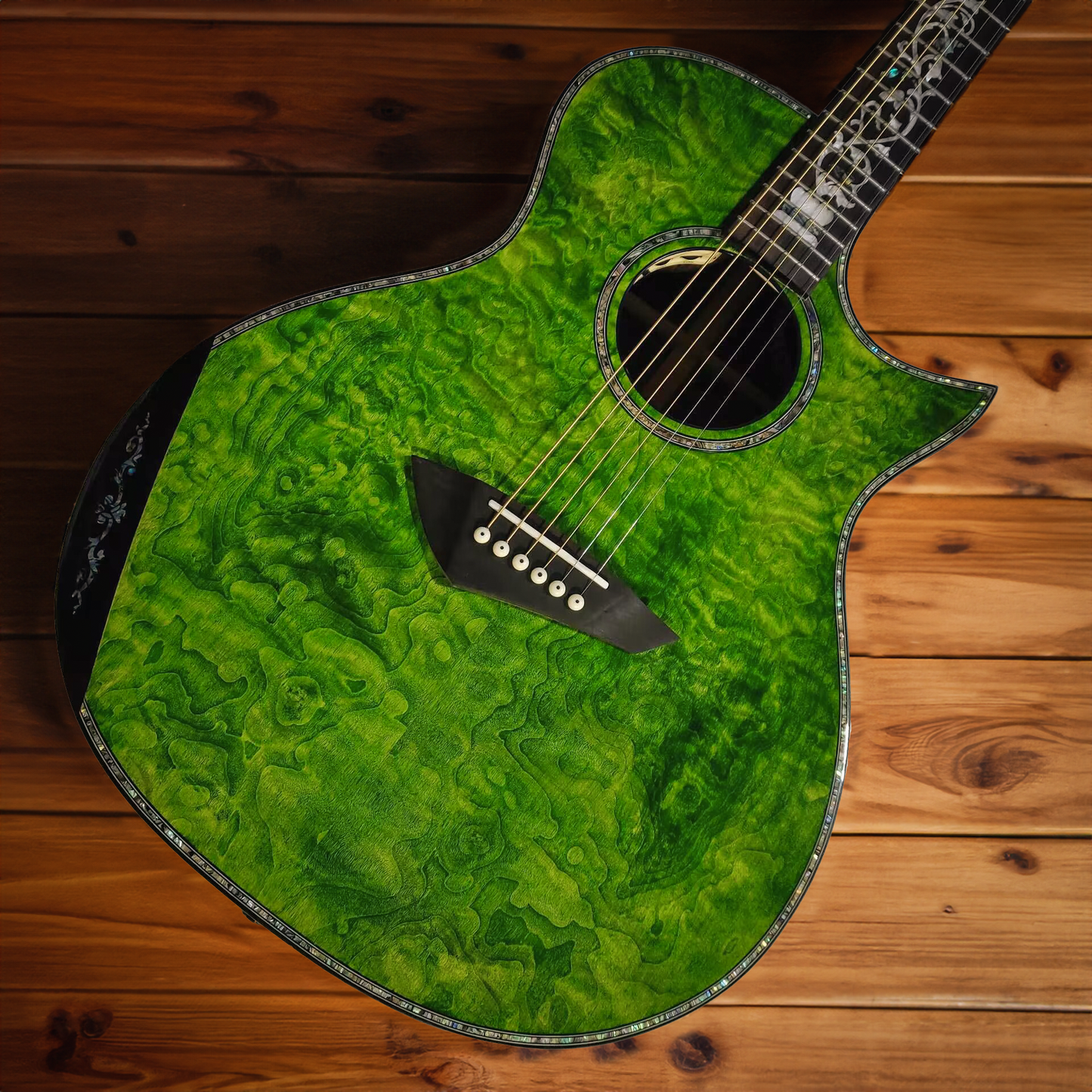 41" Byron 6-String Single Cut Guitar in Transparent Green