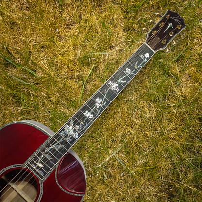 Byron Custom Dreadnought Scoop Body Guitar with Solid Koa & Cherry Red Finish