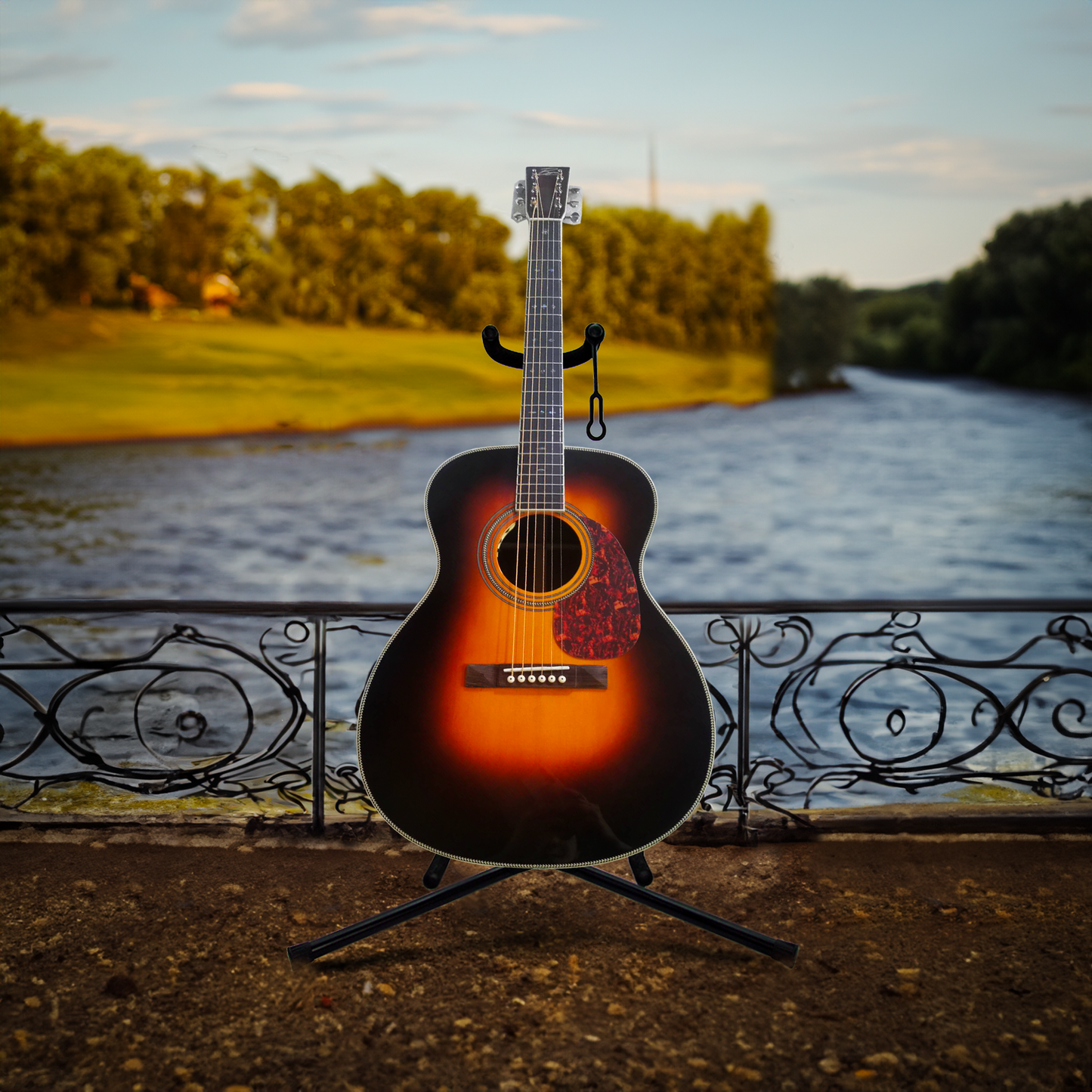 Byron BY-OM28-DB Full-Size OM Guitar in Dark Vintage Sunburst