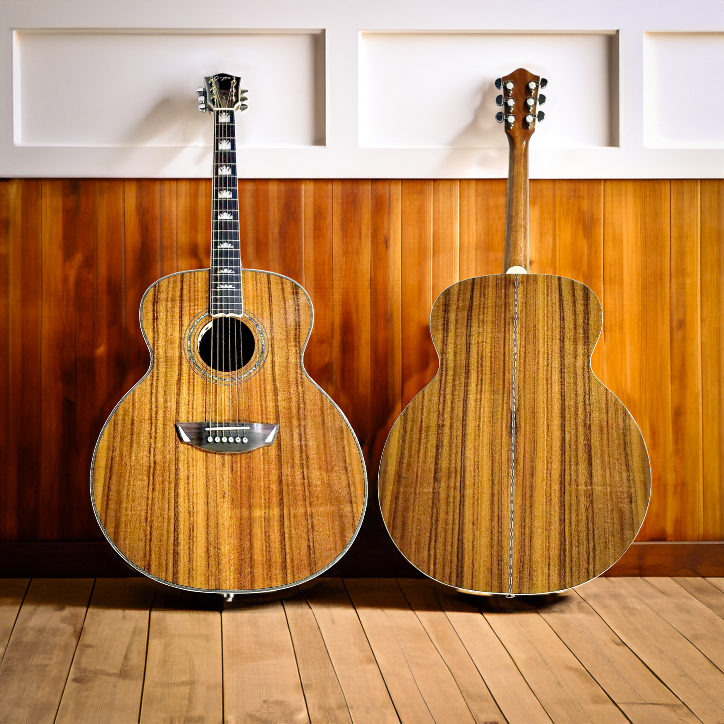 Jumbo 43" Acoustic Guitar with Koa Wood Top, Back, and Sides