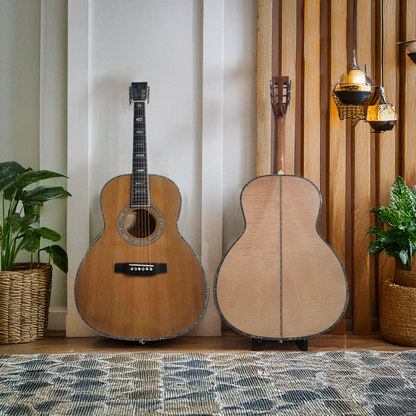 Byron Left-Handed OOO45 Flame Maple Parlor Guitar – 12 Frets