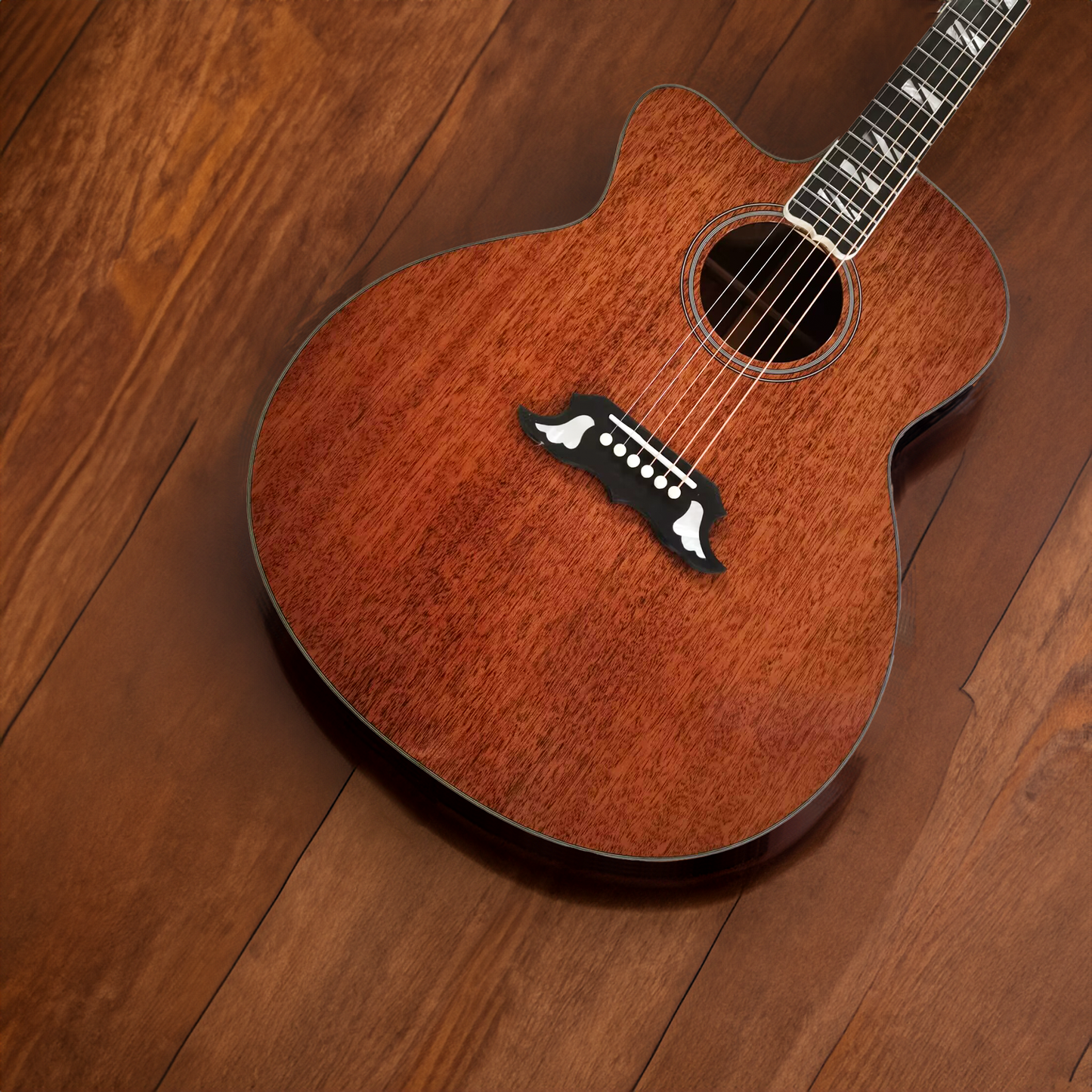 Byron Custom Shop #11 Left-Handed Jumbo Acoustic Guitar: Solid Mahogany