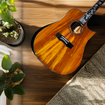 Byron The Olivier Dreadnought Olive Wood Guitar with Armrest & Leg Rest