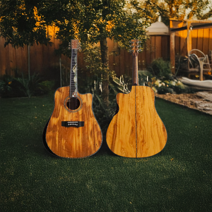 Byron Dreadnought Full-Size Olive Wood Guitar with Armrest & Leg Rest