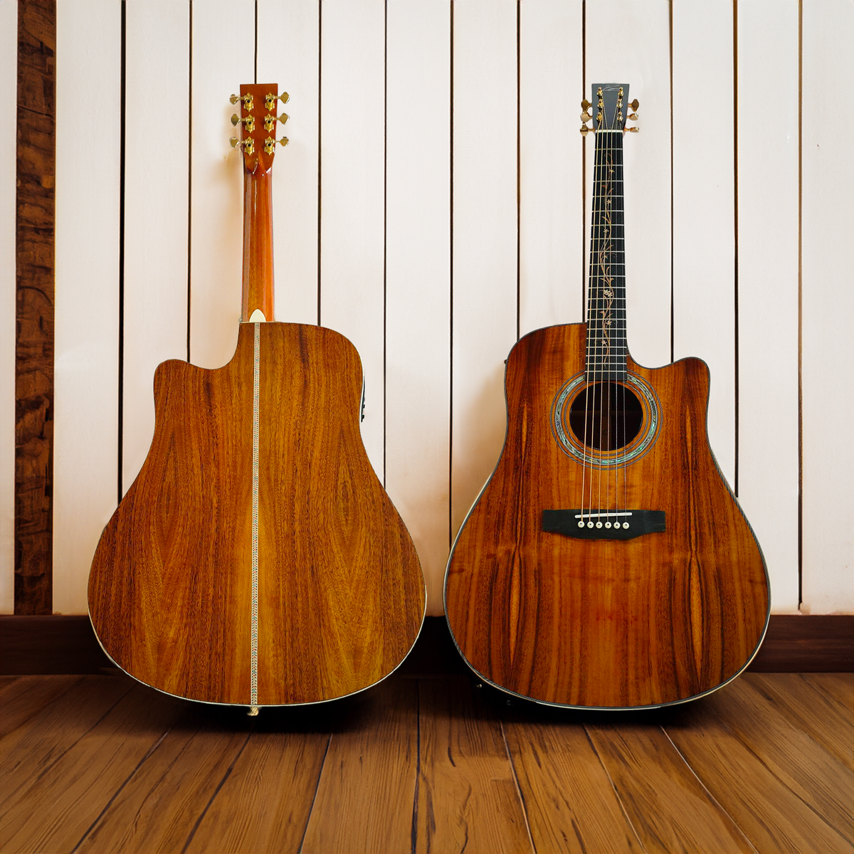 Byron BY-28C Koa Cutaway Dreadnought A/E Guitar – Byroncustomguitars