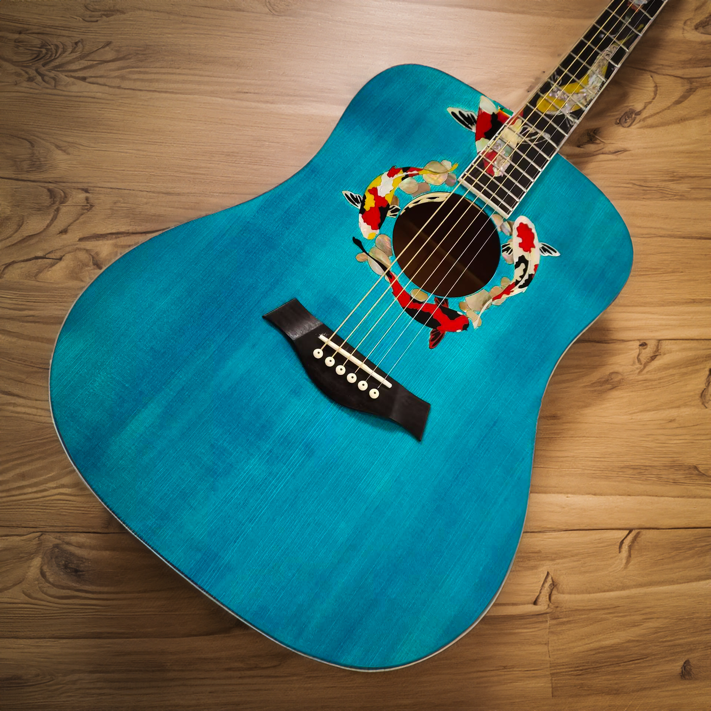 The Koi Guitar Blue Custom Dreadnought