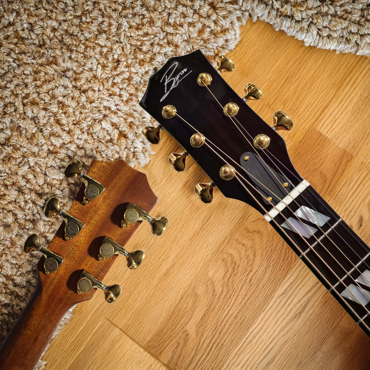 Byron Handmade 12-Fret Slope Shoulder All Solid Red Gloss Acoustic Guitar