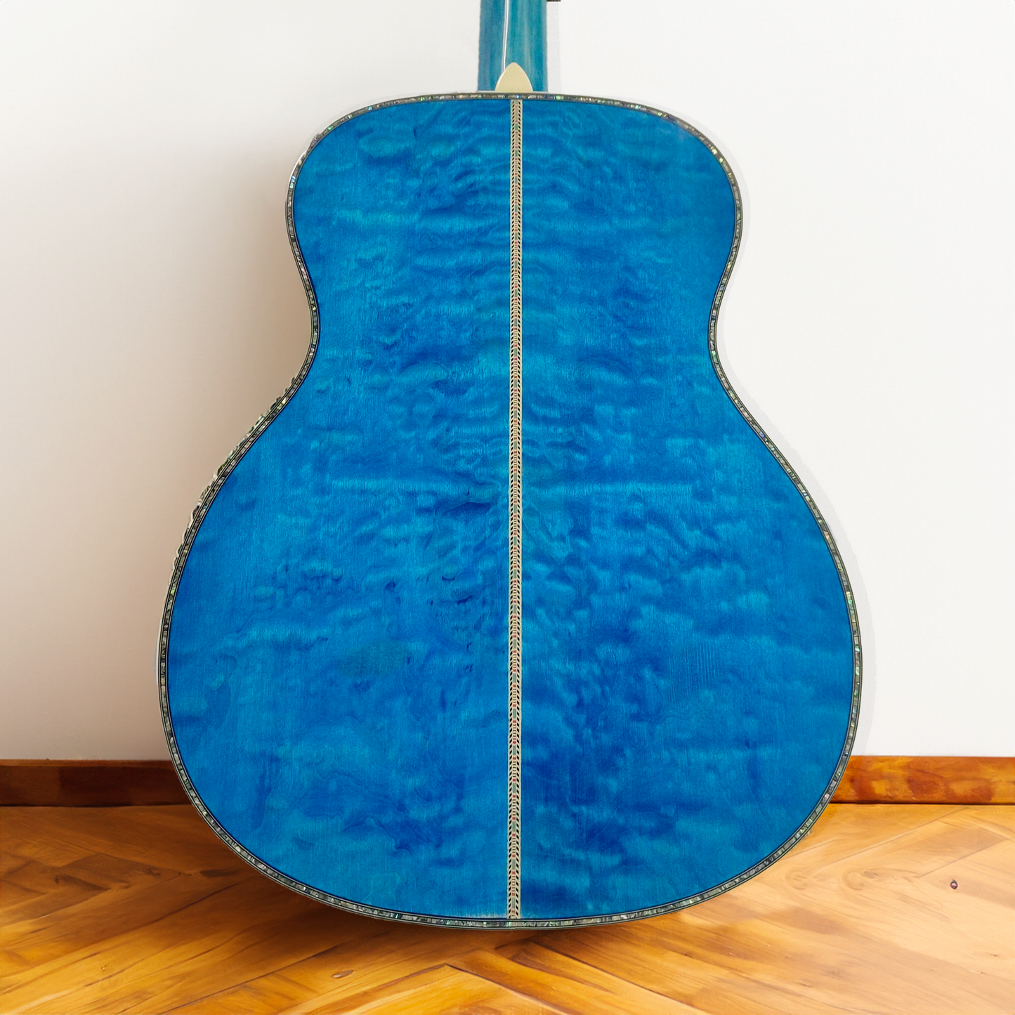 Byron 6 strings soundhole pickups OM45 Ocean blue acoustic electric guitar  633mm scale length