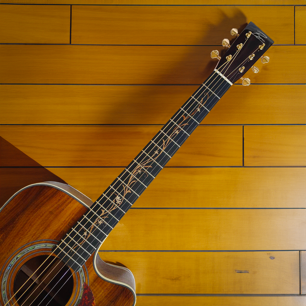 Byron BY-28C Koa Cutaway Dreadnought A/E Guitar – Byroncustomguitars