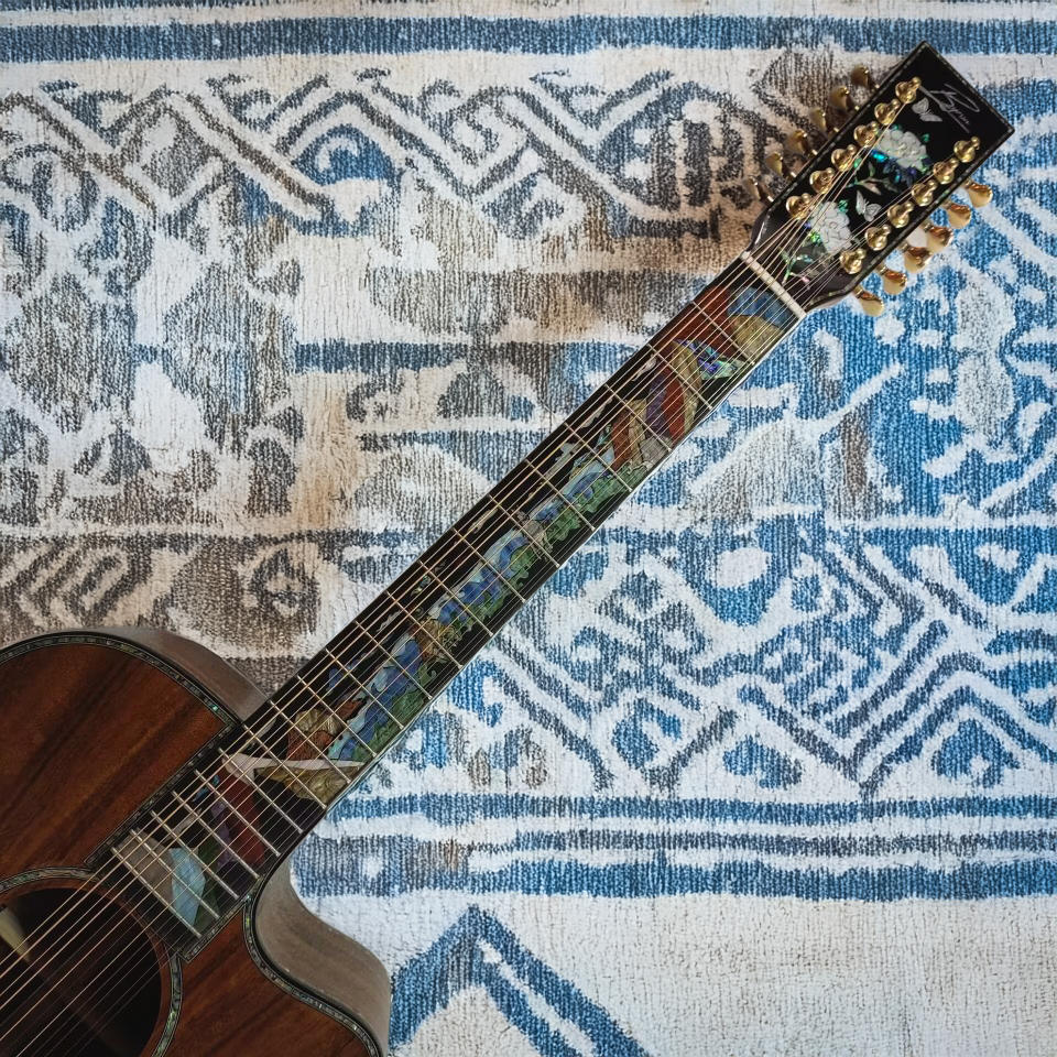 Byron 12-String Dreadnought Cutaway All Solid Koa Wood Handmade Guitar