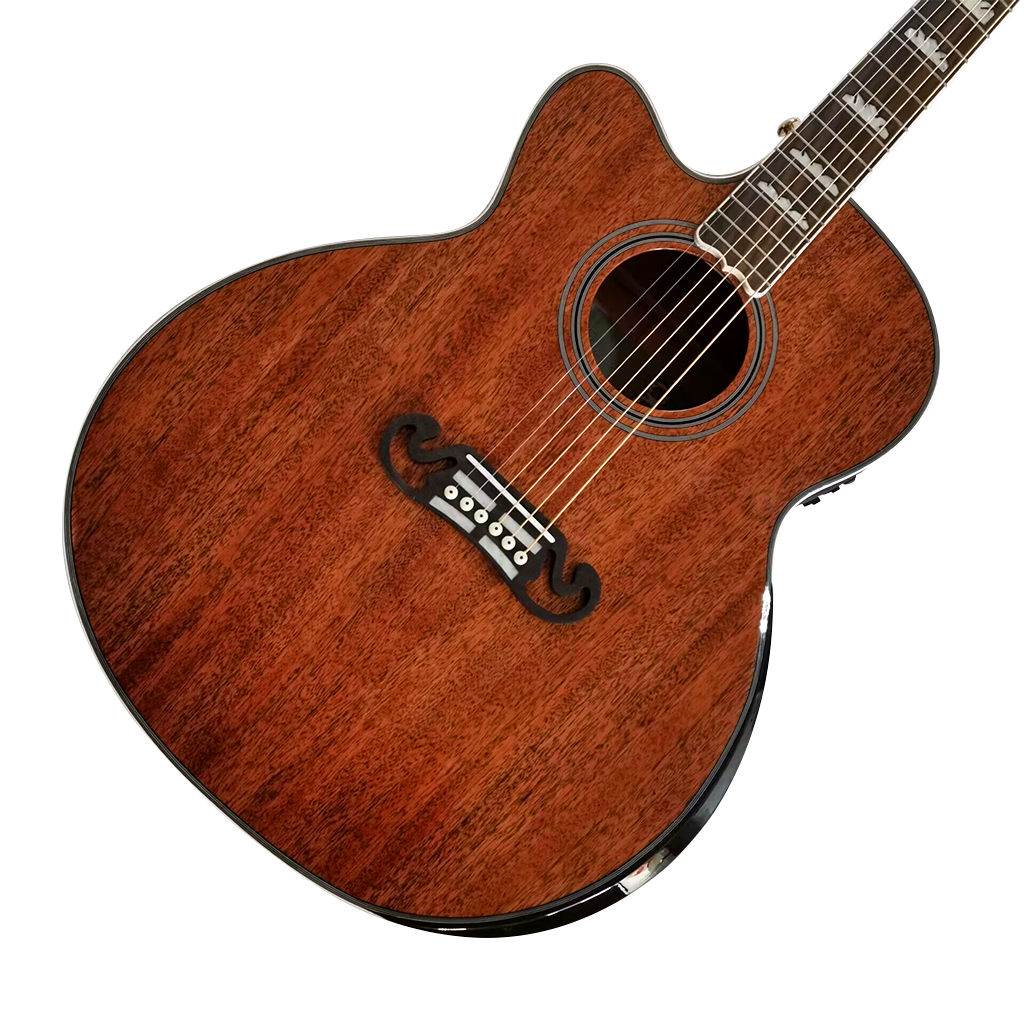 43" Byron 6 String Jumbo Guitar Lefty mahogany cutaway acoustic electric